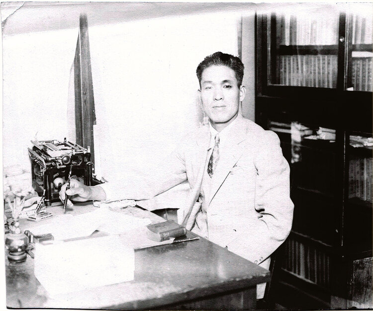 Morio Hayashida at his desk